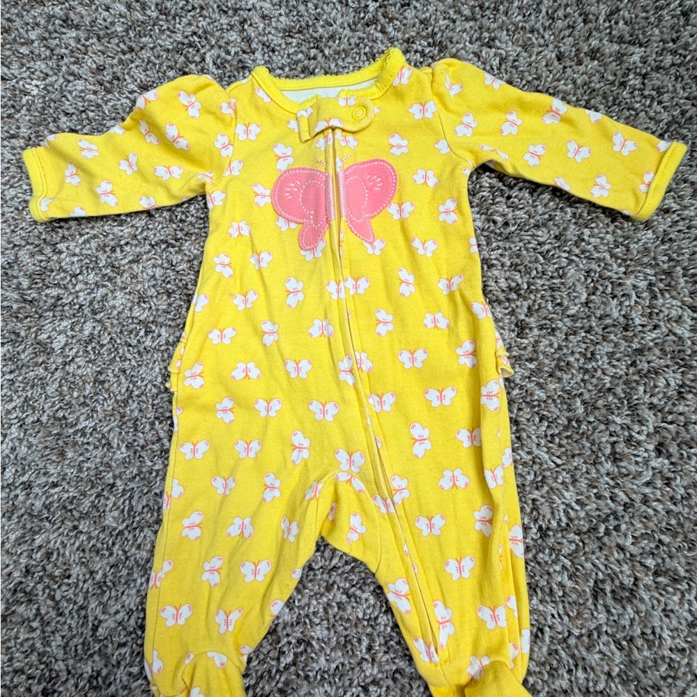 Carter's Yellow and Pink Butterfly Footie
